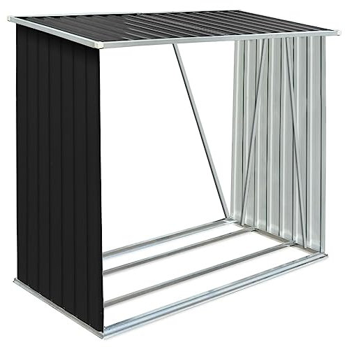 vidaXL Abri de Stockage de Bois Abri de Chauffage de Bois Abri de Jardin Rangement Extérieur Durable Acier Galvanisé 163x83x154 cm Anthracite
