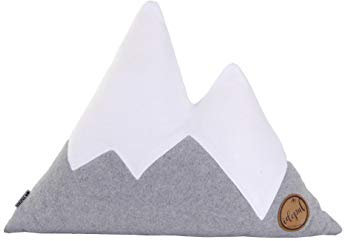 Idealer Pulverschnee Kissen Bergform Berg Dekokissen Zierkissen Fleecekissen grau weiß Fleece Geschenkidee (M)