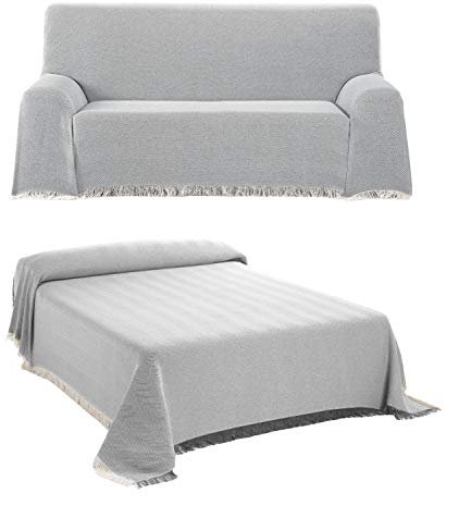 BEAUTEX Tagesdecke - Wohnzimmer Decke aus Baumwolle, Praktischer Überwurf als Sofadecke oder Couchdecke - Bed Throw Blanket - Hochwertiger Bettüberwurf in Grau, 230 x 260 cm