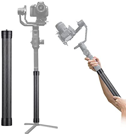 PULUZ 35cm Tripod Extension Pole Camera Carbon Fiber Extension Pole Handheld 1/4 Standard Screw 1/4 inch Screw Hole Monopod Extension Rod Gimbal for DJI/Feiyu and other Gimbal SLR Camera