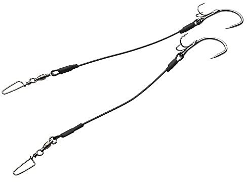 Kinetic Großfisch Stinger, Hakengröße 9/0, ummantelter Power-Draht, Länge 15cm oder 20cm, Tragkraft 100kg, Edelstahl-Sprengringe, 2 Stück (9/0-2 Stück - 150mm)