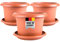 Lot de 3 pots de fleurs et soucoupes - Diamètre : 30 cm - Fabriqués en Allemagne - Couleur : terre cuite