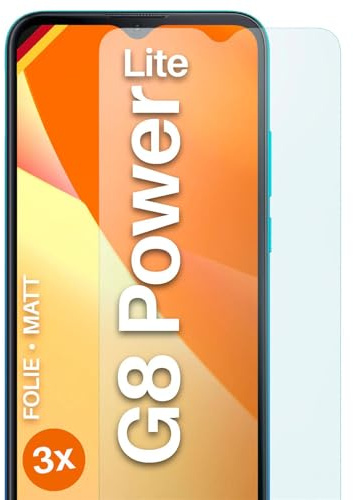 moex FlexProtect matte Schutzfolie für Motorola Moto G8 Power Lite Displayschutz Folie matt gegen Reflexionen, Anti Reflex Handyfolie mit Sonnenschutz, Kompatibel mit jeder Handyhülle, 3 Stück