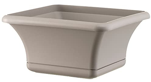 Art Plast Ciotola Sally Maceta Cuadrada 40 cm con platillo, Gris