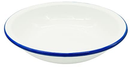 Zenker Enamel Round Pie Dish, Vintage Design, Suitable for Oven and Stove, Dishwasher Safe, Oven Tray, Enamel Cookware, Traditional Pie Tin, 25x25x5cm Colour, White & Blue