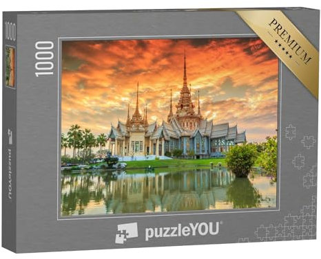 puzzleYOU: Puzzle 1000 Teile „Sonnenuntergang am Tempel Wat Thai, Thailand“ – aus der Puzzle-Kollektion Thailand, Aus Aller Welt