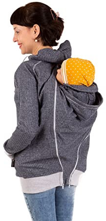 Viva la Mama - 4in1 Rückentragejacke Jacke für Babytragen vorn Umstandsjacke Sommer - CLEO Plus - anthrazit - M