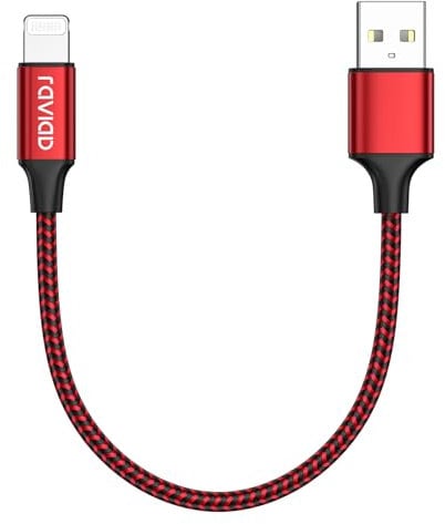 RAVIAD iPhone Ladekabel Kurz, 30CM Lightning Kabel MFi Zertifiziert Nylon iPhone Kabel Kompatibel für iPhone 13 12 11 Pro Max Mini XS XR X SE 2020 8 8 Plus 7 7 Plus 6s 6 5s 5- Rot
