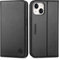 SHIELDON Wallet Case for iPhone 14 5G, Genuine Leather Flip Case with [Card Holder][RFID Blocking][Kickstand][TPU Shell] Protective Magnetic Folio Phone Case Compatible with iPhone 14 6.1 2022, Black