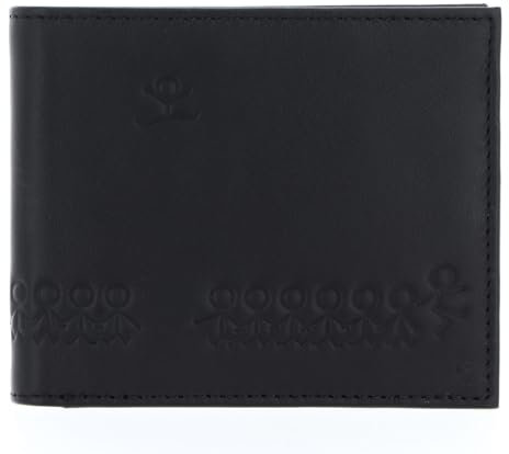 Oxmox Geldbörse Leder Leather RFID Protect Querscheinbörse Jumping-Jack Embossed Black