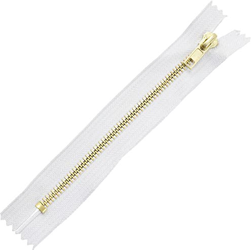 Aerzetix - C61372 - Set di 5 Cerniere Non separabili 20cm in Metallo - Cerniera Lampo - Colore Bianco - cursore tiretto pelletteria Cucito Gonna Vestito Abito Pantaloni merceria Borsa Gilet