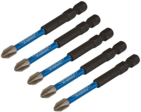 Draper 05676 Cross Slot/PH Type Impact Screwdriver Bits, No.2 x 75mm (Pack of 5)