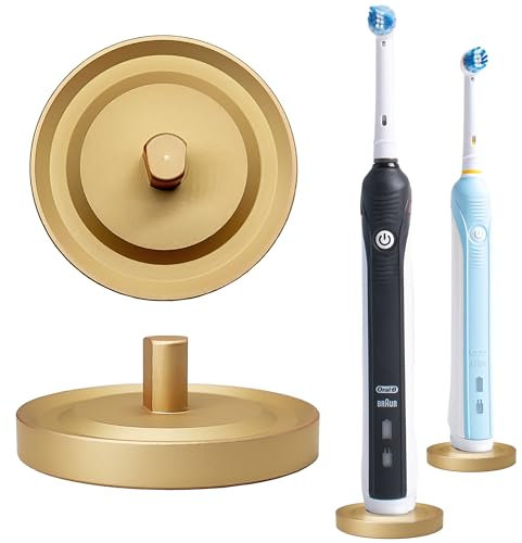 Relsy Goldener Oral-B kompatibler Elektrischer Zahnbürstenhalter, Aluminium-Halterung mit Hygienischer Tropfenauffangschale, Matt-Gold