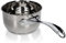 KADAX Casseruola da 1 l, in acciaio resistente, con manico lungo e bordo di versamento, casseruola con manico, padella per burro, pentola per salsa (argento 1/14 cm)