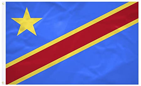Drapeau Congo Kinshasa - 60x90cm - Tissu Renforcé - Couture Durable - Couleurs Vives - Drapeau Extérieur Intérieur - Oillets Intégrés - Drapeau National