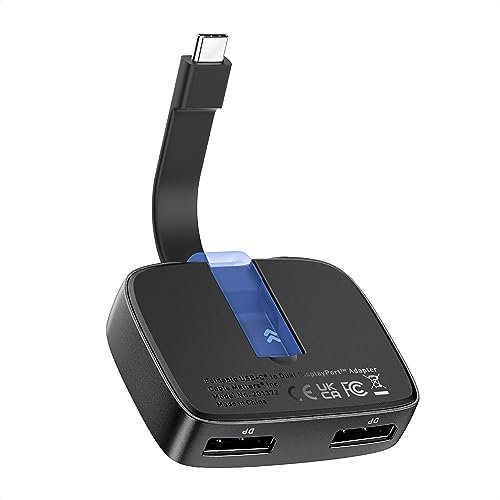 Cable Matters Adaptateur Pliable et Portable 8K ou Double 4K 60Hz USB C vers Double DisplayPort - Compatible Thunderbolt 4 pour XPS, Surface Pro (macOS Prend en Charge Un Seul écran étendu)