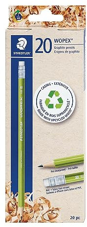 STAEDTLER Wopex Pencils, High Break Resistance, Ergonomic Triangular Shape, Non-Slip Soft Surface, Wopex Material, Hardness HB, Pack of 20 Pencils, 182 CD20A6