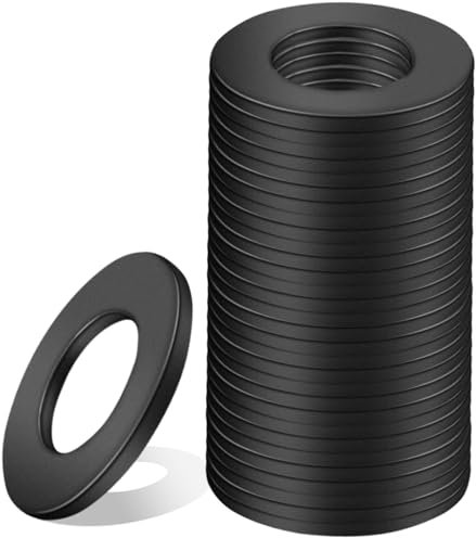 Arandelas planas M10 x 20 mm, color negro, 30 unidades, arandelas espaciadoras de carrocería, arandelas espaciadoras de acero al carbono, arandelas para reparaciones en el hogar, tornillos y varilla