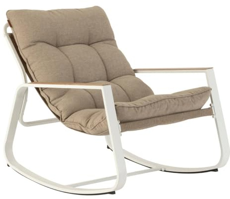 Hespéride – Felinio Schaukelstuhl in Taupe – Rostbeständiger, epoxidbeschichteter Stahl – Gartenmöbel für Terrasse, Balkon und Patio