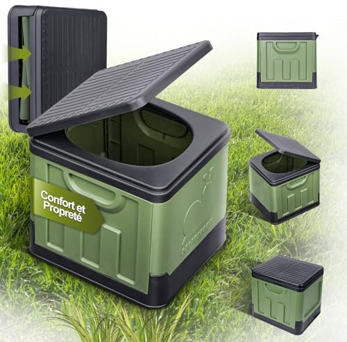 DMTIVMG Toilette Portable Toilette Seche Toilette Camping avec Couvercle Adulte Enfant Toilettes de Voiture Hauteur 44cm Pliables Pot de Voiture Pliant WC Camping pour Sorties, Pique-niques, Pêche