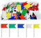 100 Fahnen, Flaggennadeln, Fahnennadelfarben, für Intarsien, Karten, Korktafeln, Büros, Schulen (Zufällige Farben - Weiß, Blau, Rot, Grün, Gelb)