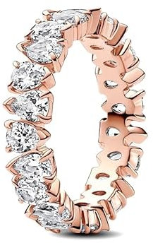 Pandora Timeless Bague Éternité en métal plaqué or rose 14 carats avec zircones cubiques transparentes, taille 48