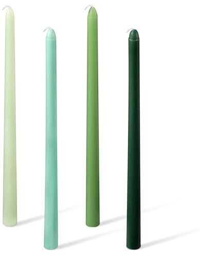 30cm 4 Stück Spitzkerzen, Lange Hohe Dünne Kerzen Parfümfrei Rauchfrei Farbverlauf Konische Kerzenständer für Tisch, Zuhause, Abendessen, Hochzeit, Festival (Grüne Serie)