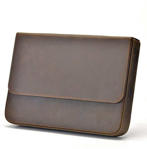 Lanxivi Crazy Horse Federmäppchen für 12 Füllfederhalter, echtes Leder, tragbare Stifttasche, Schubladen-Stil