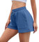Irdcomps Kurze Hose Damen Shorts Kurz Sportshorts Jogginghose Baumwolle Laufshorts Trainingshose High Waist Sommer Running Blau S
