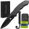 Wolfgangs FEROX Zweihandmesser Klappmesser aus feinstem D2 Stahl und Ebenholz-Griff - Legale mitführbares Taschenmesser Klappmesser - Outdoor Survival Messer - Klappmesser Outdoor + Leder Holster