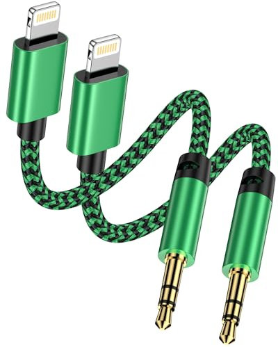 2Pack iPhone AUX Cord for iPhone 14 Pro Max/Plus, 13/12/11/XR/X/8/7, [Apple MFi Certified] Lightning to 1/8 Inch Audio Cable,3.3ft, Headphone Jack Adapter Male Aux Stereo Audio Cable for Lightening