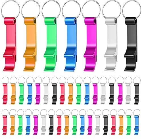 42 Pcs Bottle Opener Keyring, Bottle Openers Keyring Colorful Beer Opener Keychain, Aluminium Keychain Beer Can Opener, Beverage Drinks Bottle Opener for Home Bar Party Garden Beer Lover, 7 Colours