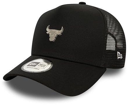 New Era Chicago Bulls NBA Truckerkappe Basketball Cap verstellbar Mesh schwarz metallenes Logo - One-Size
