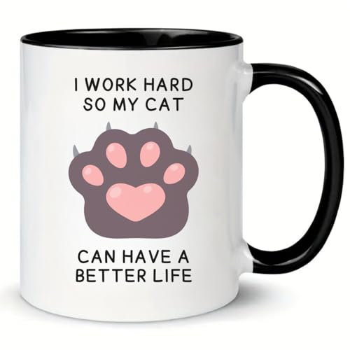 330Ml Mugs Je Travaille Dur Pour Que Mon Chat/Chien Puisse Avoir Une Vie Meilleure Tasse En Céramique Pratique Tasse À Thé Personnalisable Céramique Mug Pour Hôtels Lave-Vaisselle Thé