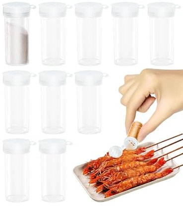 10 Stück Salzstreuer Klein, 6g Salz und Pfefferstreuer, Mini Salzstreuer Gewürzstreuer Plastik Salzstreuer mit Deckel, Klein Reise Gewürzstreuer für Camping