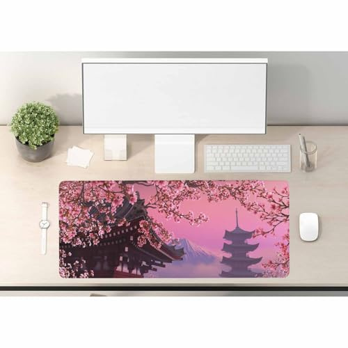 Woutay Gaming Mouse Pad,Sakura Snow Mountain,Soft Smooth Surface and Non-Slip Rubber Base Soft Cloth Mouse Pad