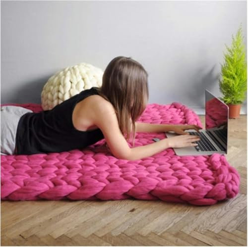 250 g superweiches Garn, DIY sperriges Arm-Roving, Strickdecke, grobes Handstricken, Spinnen, Häkeln, Nähgarn, dickes Garn, Rosenrot