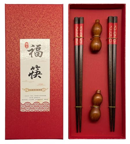 Sushi Essstäbchen Set, Essstäbchen Holz Mit Geschenkbox Asiatisches Besteck Mit Essstäbchen Auflagen Premium Holz Nachhaltig, Essstäbchen Mit Glücksbedeutungen