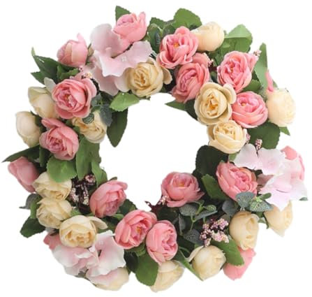 HOLIDYOYO 1stück Künstlicher Rosenkranz Seide Hochzeitsdekoration Für Tür Und Kamin Kreative Gestaltung Für Festliche Anlässe Rosa Beige