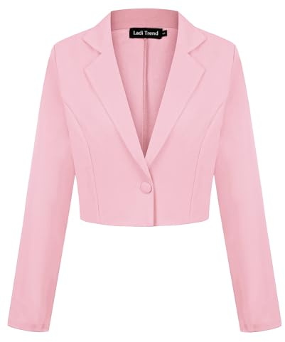 LADI TREND Blazer court à un bouton pour femme, blazer à revers cranté décontracté, élégant, classique, manches longues, vêtement de travail à revers