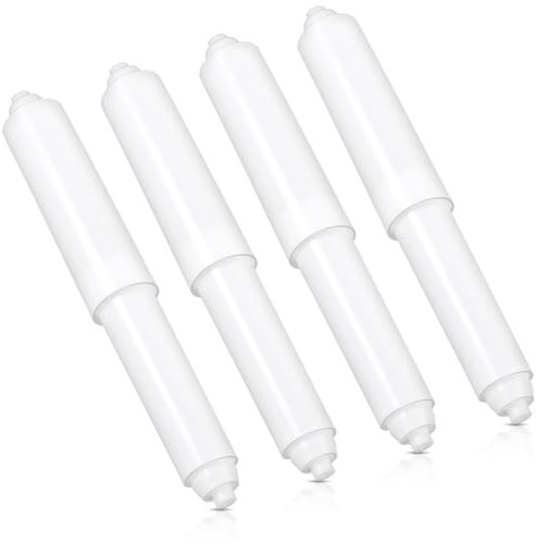 simarro 4 Pieces Toilet Paper Roller Replacement Rods, Insert Suction Toilet Roll Holder With Spring Rod, Adjustable Tissue Box Roll Core Bathroom Plastic Rod, Toilet Paper Holder Roller (White)
