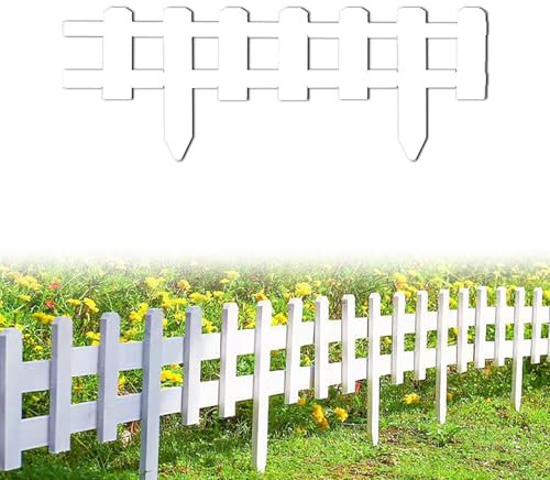 1Pcs Staketenzaun Holz Dekorativer Gartenzaun, Landschaftszaun für Gartenbäume und Blumenzäune, Blumenbeet, Hof, Tier Barriere, Länge: 100 cm (White,Height: 40cm/16″)