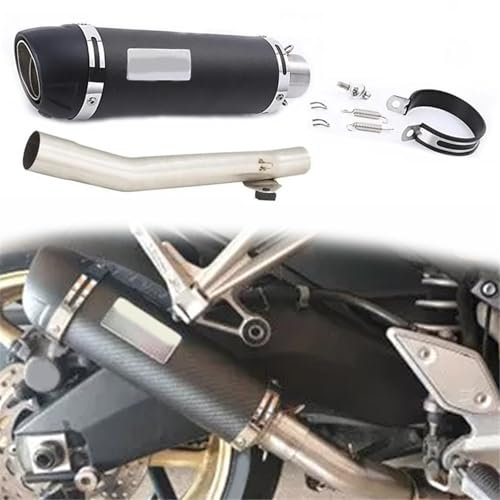 SEYXF Pot d'échappement pour Suzuki GSF600 Bandit 600 1995-2006 Moto 51mm Silencieux Silencieux Silencieux Slip on Silencieux D'échappement Tube De Liaison Intermédiaire 350MM Accessoires(Nero)