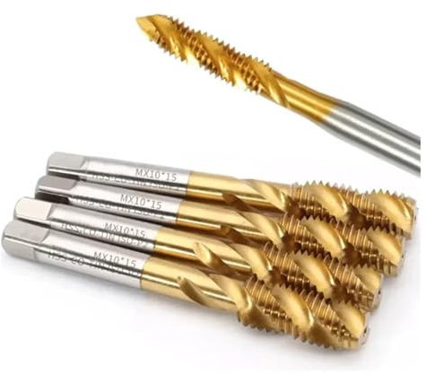 DAISHUJIE Schaftfräser 1 stücke M2 M2.5 M3 M3.5 M4 M5 M6 M8 M10 M12 M14 M16 Titanbeschichteter Handhahn HSS Metric Gerade Flöte Gewindebohrer(M3x0.5,HSS-Co Tin Apex)