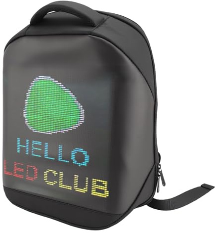 Asixxsix LED -Rucksack mit Programmierbarem Bildschirm, Oxford -Stoffwasser Bluetooth LED Farbbildschirm Rucksack, USB Fashion Display Pixel Zum Pendeln, Reisen, Radfahren