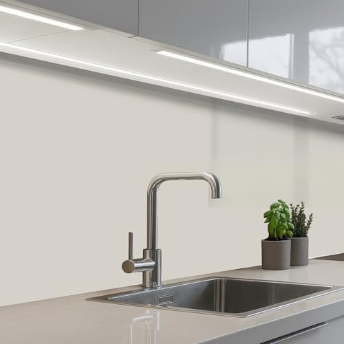 KitchenYeah© Splashback for kitchen 24x197 / 60x500 cm self-adhesive Sink Splash Splatter Guard Splashbacks Walls Grey - Light - Autumn