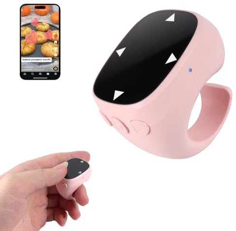 Drahtlose Bluetooth-Fingerring-Maus, Wiederaufladbar TikTok-Scrolling-Ring mit Touchscreen,E-Book Seitenwender,Fernbedienung Kurze Video,Kamera Auslöser Selfie,für Telefon Tablet Android iOS-Rosa