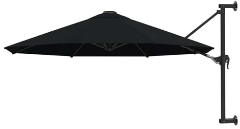 Lumanois Sombrilla de Pared con Palo de Metal Negro 300 cm,Artículos de Exterior,Sombrillas,9.75kg-47300