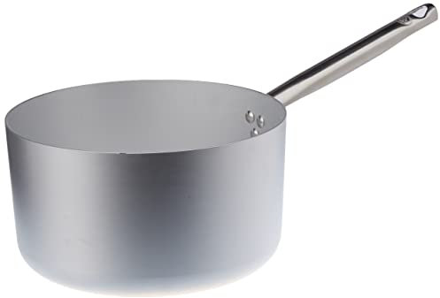 Pentole Agnelli Linea Alluminio 3 mm Professionale Casseruola Alta con Manico Inox, Argento, 24 cm