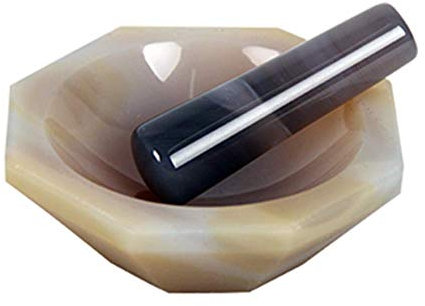 Hanchen Natural Agate Mortar with Pestle for Lab Grinding ID=70mm 2.8 OD=80mm